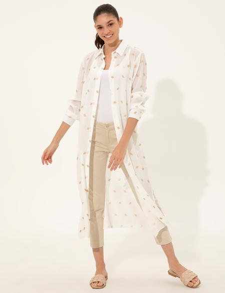 Ekru Comfort Fit Gömlek Elbise - 50246305006