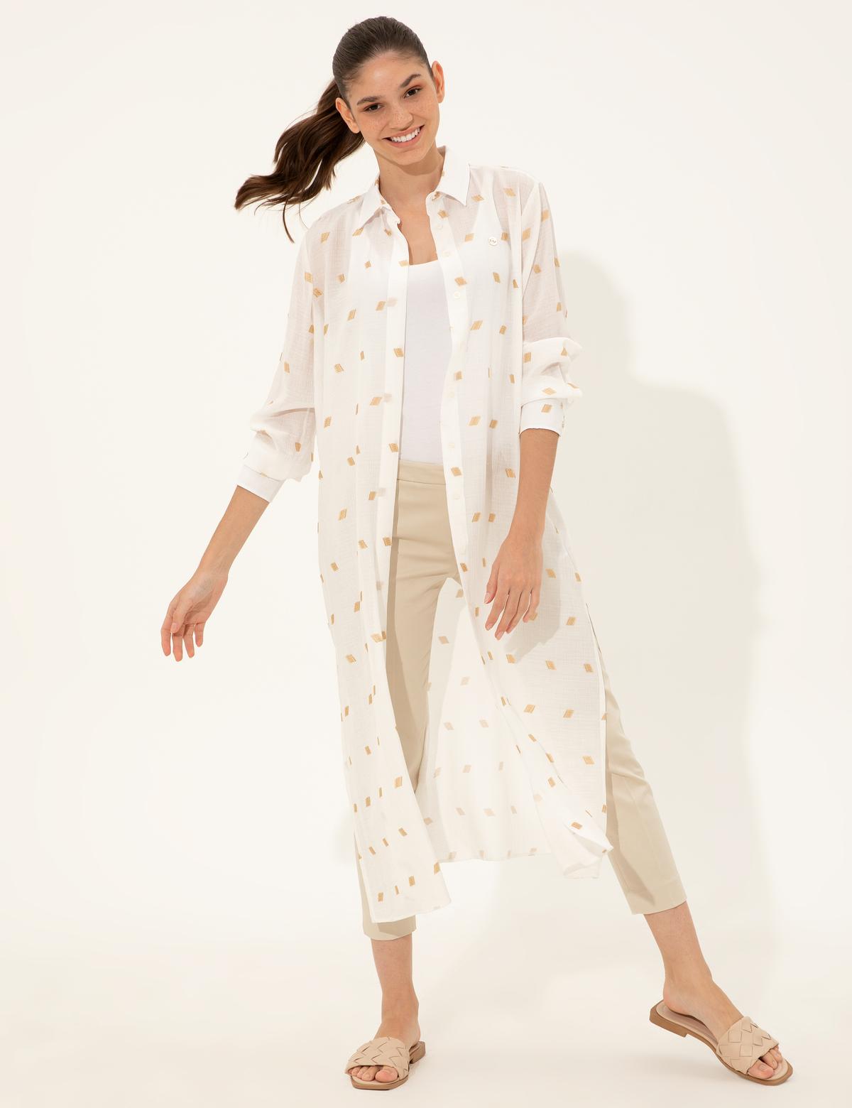 Ekru Comfort Fit Gömlek Elbise - 50246305006