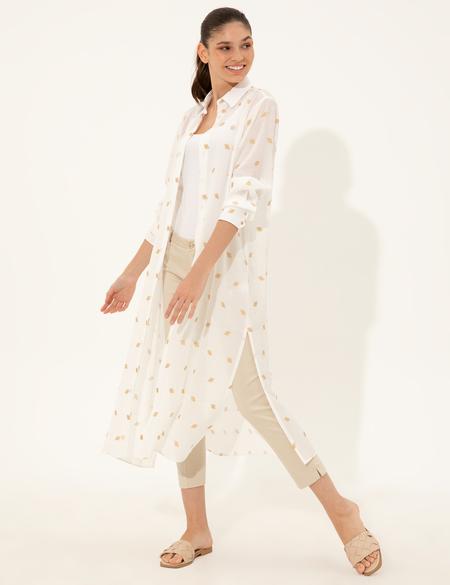 Ekru Comfort Fit Gömlek Elbise - 50246305006