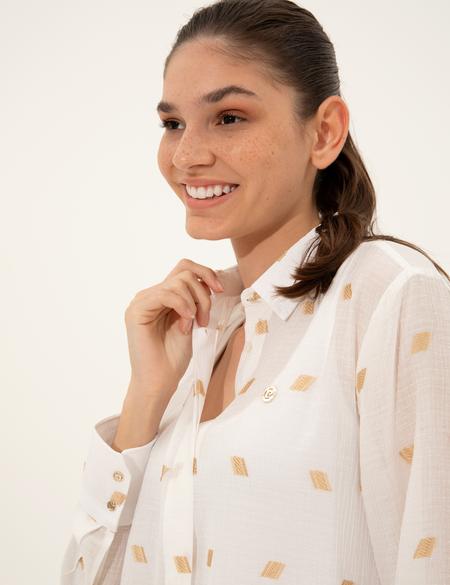 Ekru Comfort Fit Gömlek Elbise - 50246305006