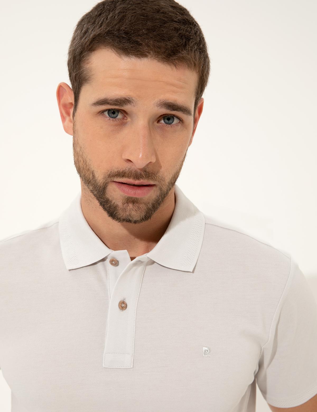 Açık Gri Slim Fit Polo Yaka Basic Tişört