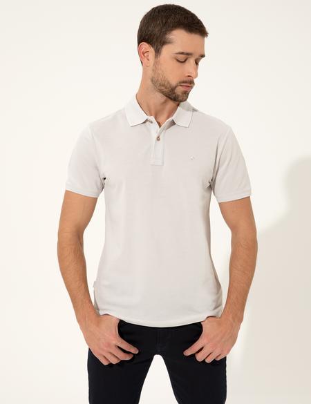 Açık Gri Slim Fit Polo Yaka Basic Tişört - 50249878163