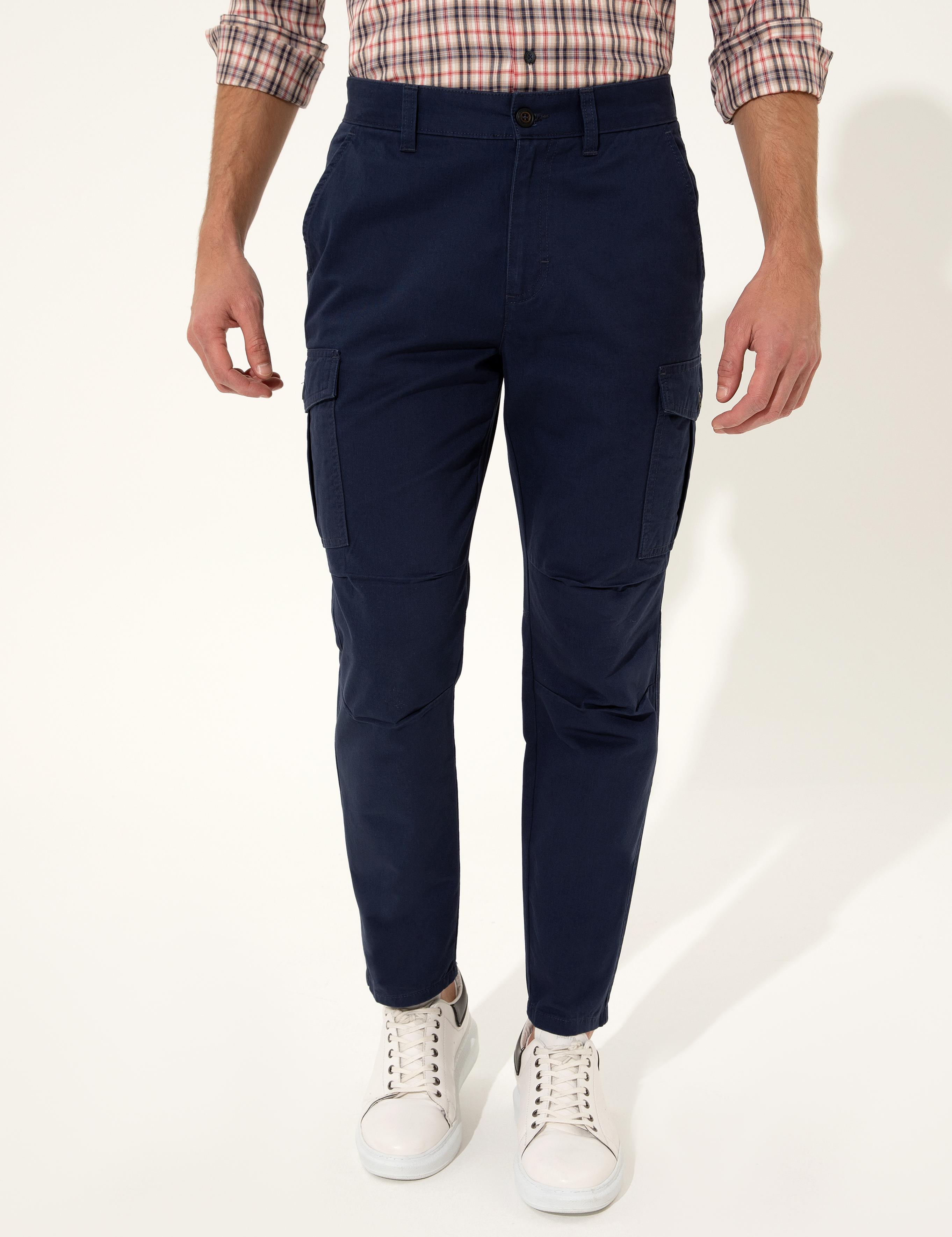 Açık Lacivert Carrot Fit Kanvas Pantolon