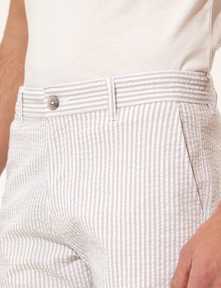 Bej Slim Fit Çizgili Bermuda Şort - 50251048003