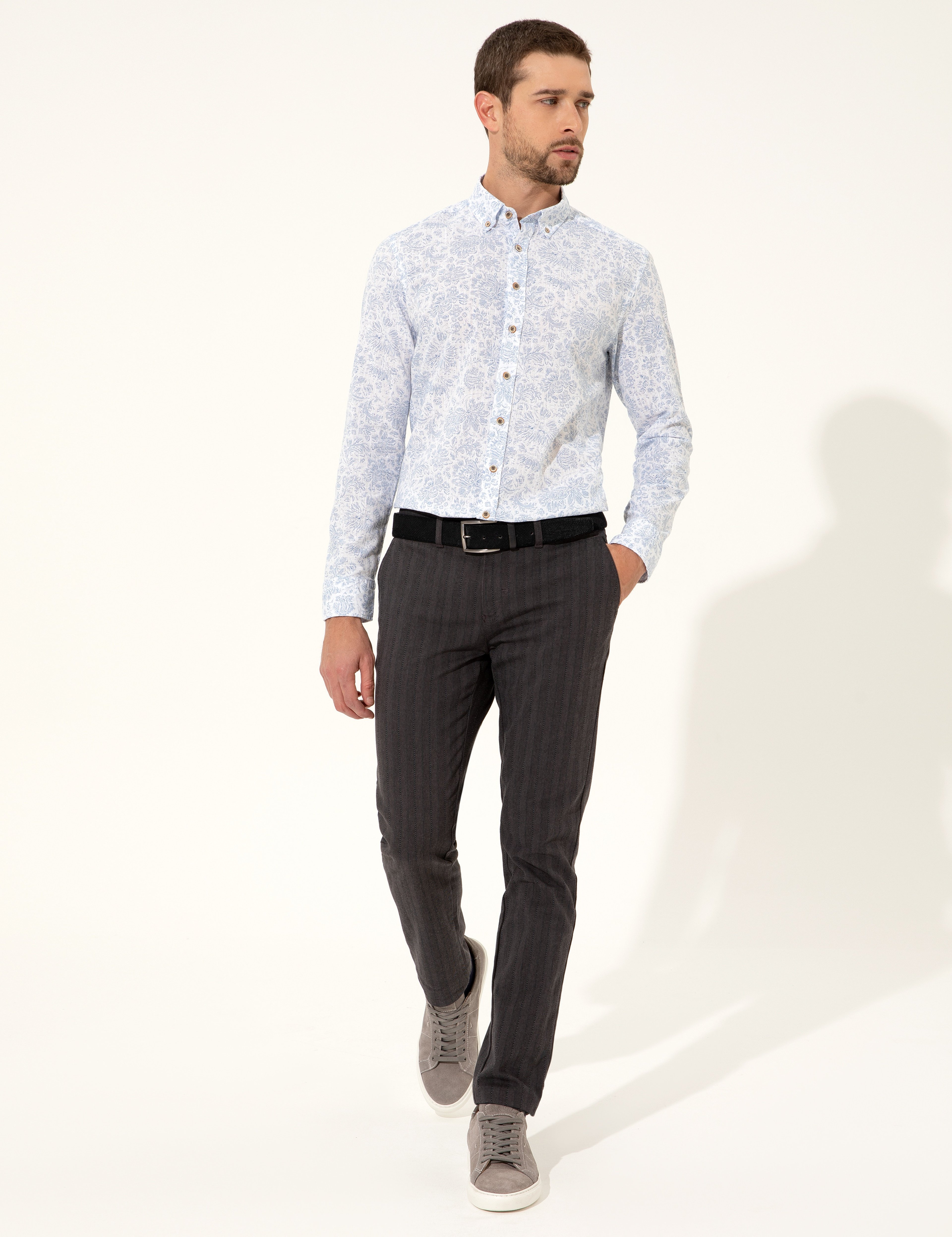 Antrasit Slim Fit Kanvas Pantolon - Image 1