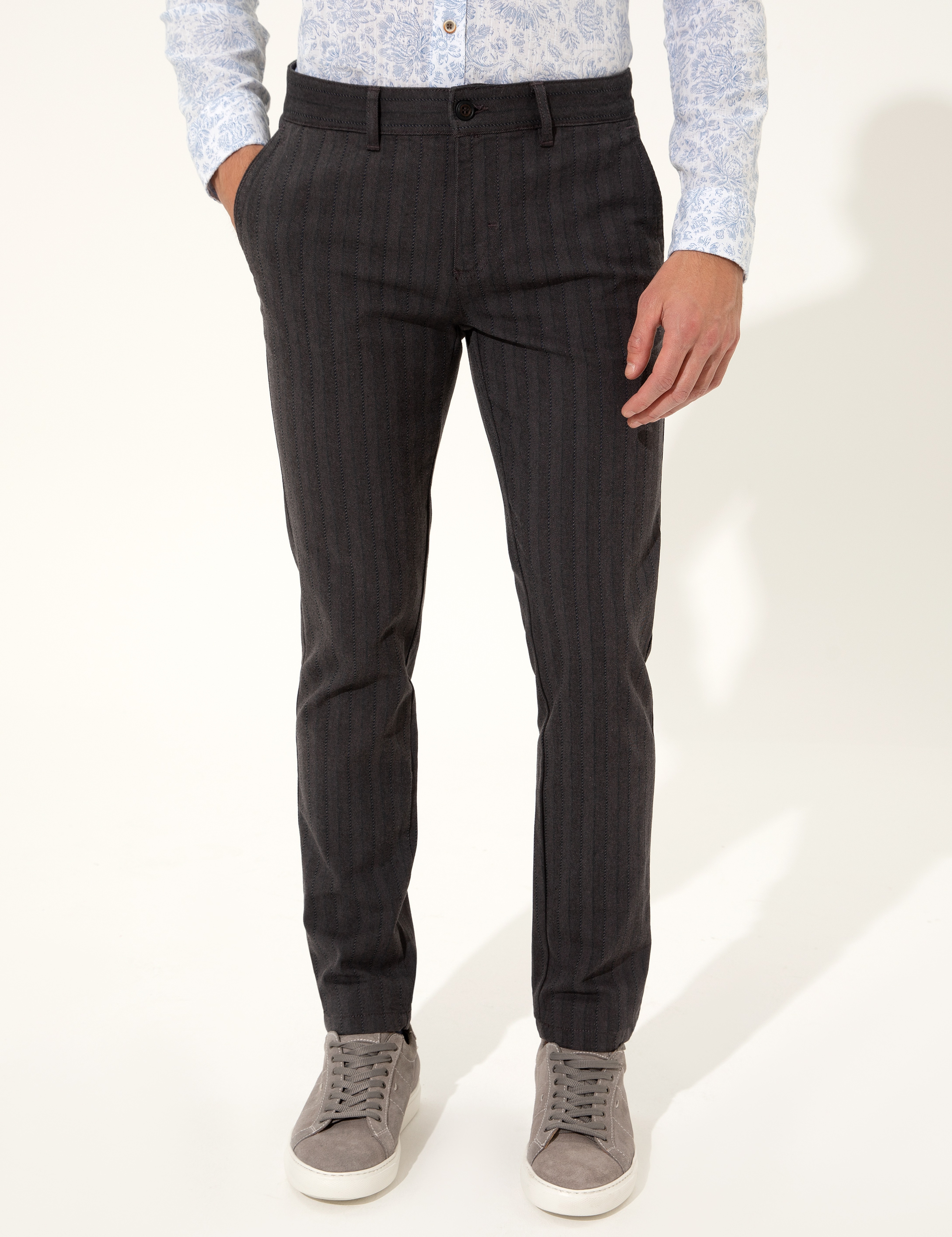 Antrasit Slim Fit Kanvas Pantolon - Image 2