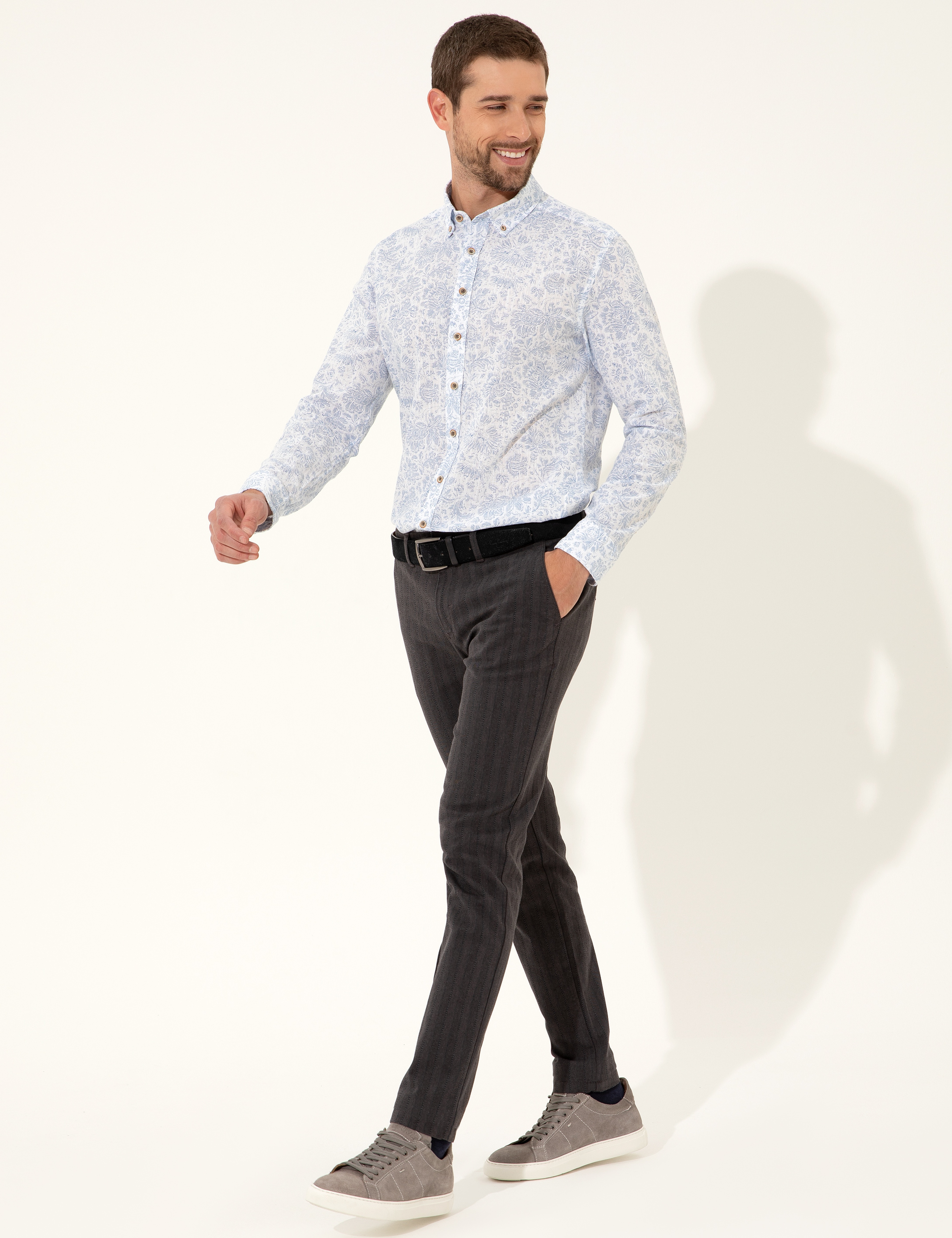 Antrasit Slim Fit Kanvas Pantolon - Image 3