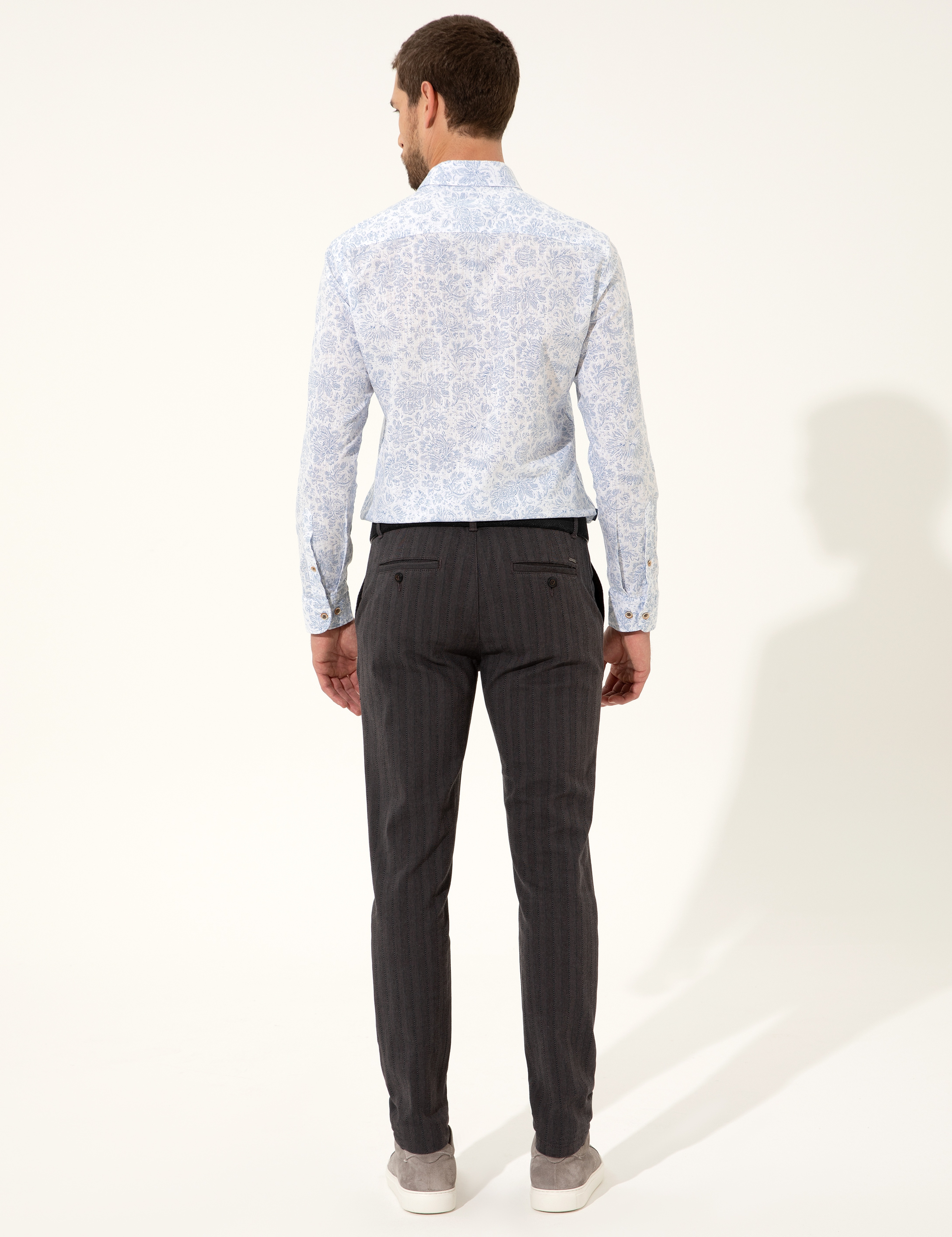 Antrasit Slim Fit Kanvas Pantolon