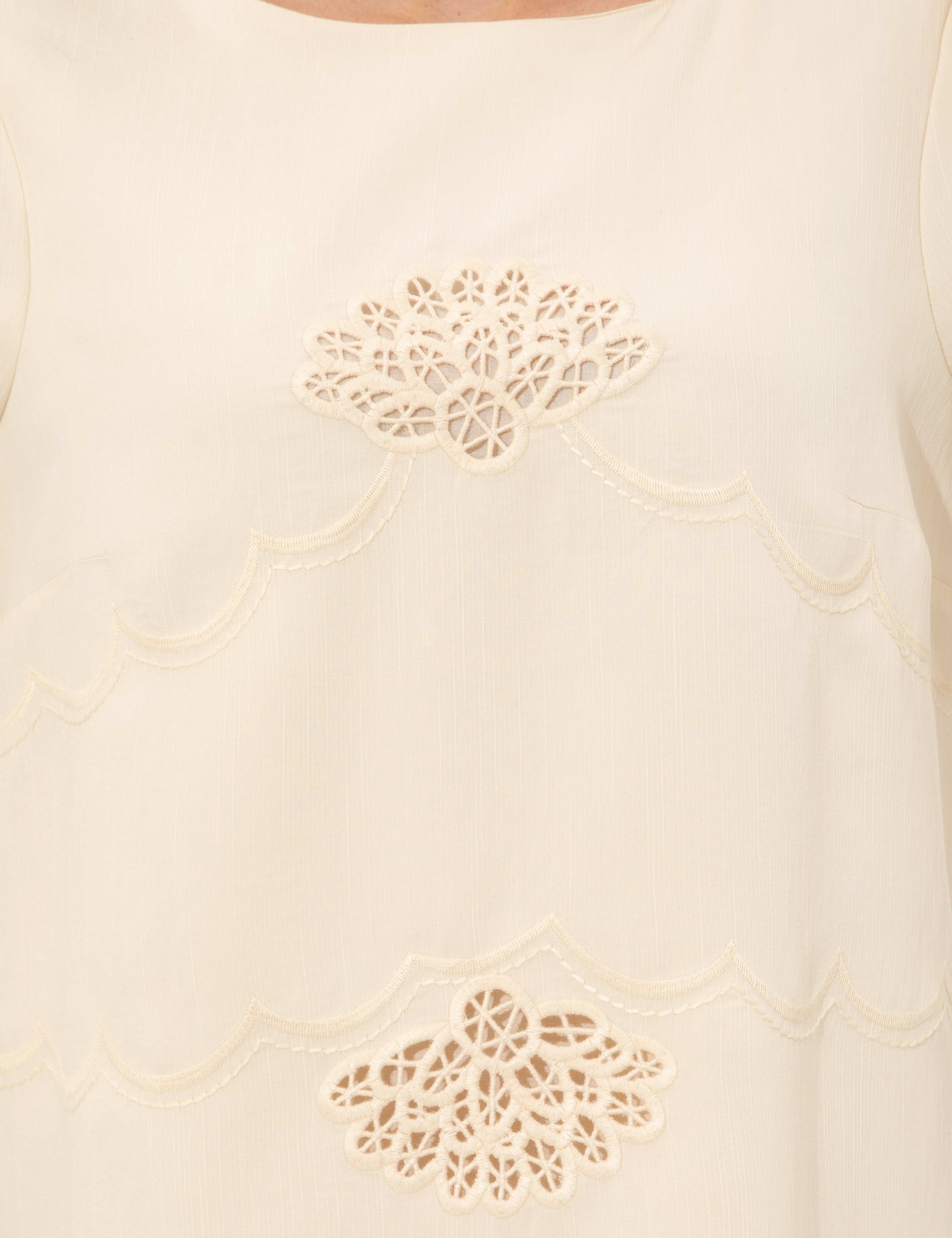 Ekru Comfort Fit Dokuma Elbise - Image 5