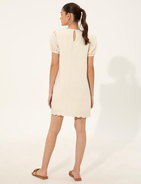 Ekru Comfort Fit Dokuma Elbise - 50247250006