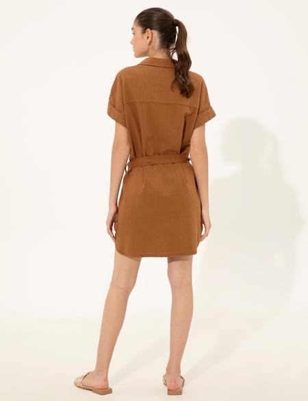 Taba Rahat Kesim Dokuma Elbise - 50246685006