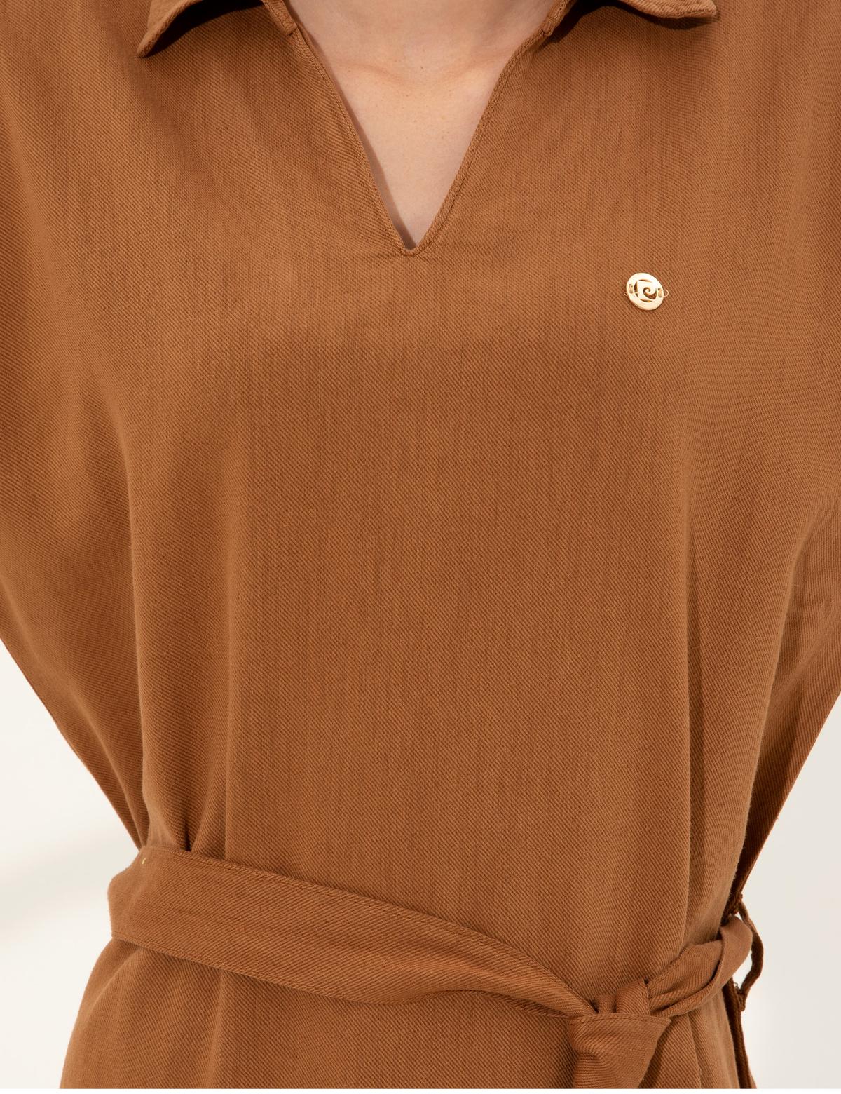 Taba Rahat Kesim Dokuma Elbise - 50246685006