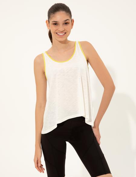 Ekru A Kesim Kolsuz Tişört - 50247390021