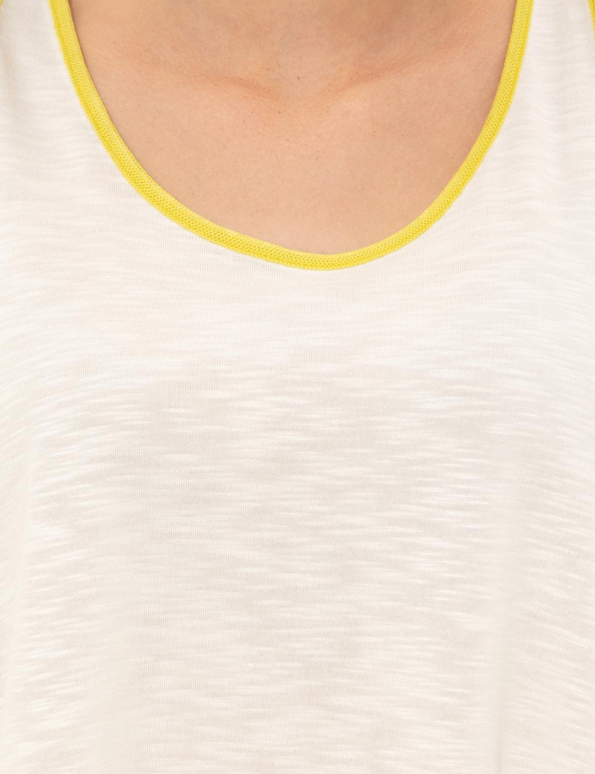 Ekru A Kesim Kolsuz Tişört - 50247390021