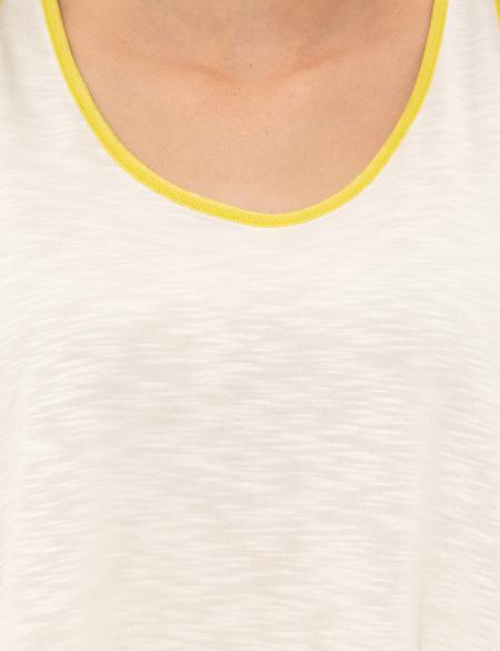 Ekru A Kesim Kolsuz Tişört - 50247390021