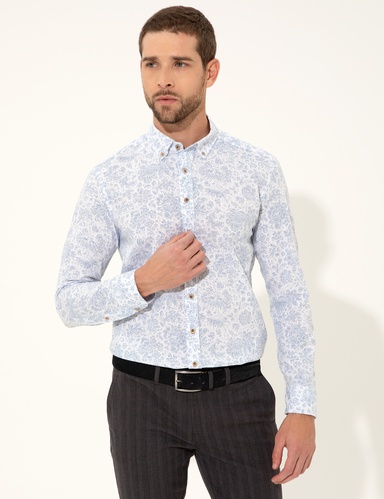 Mavi Slim Fit Uzun Kollu Gömlek