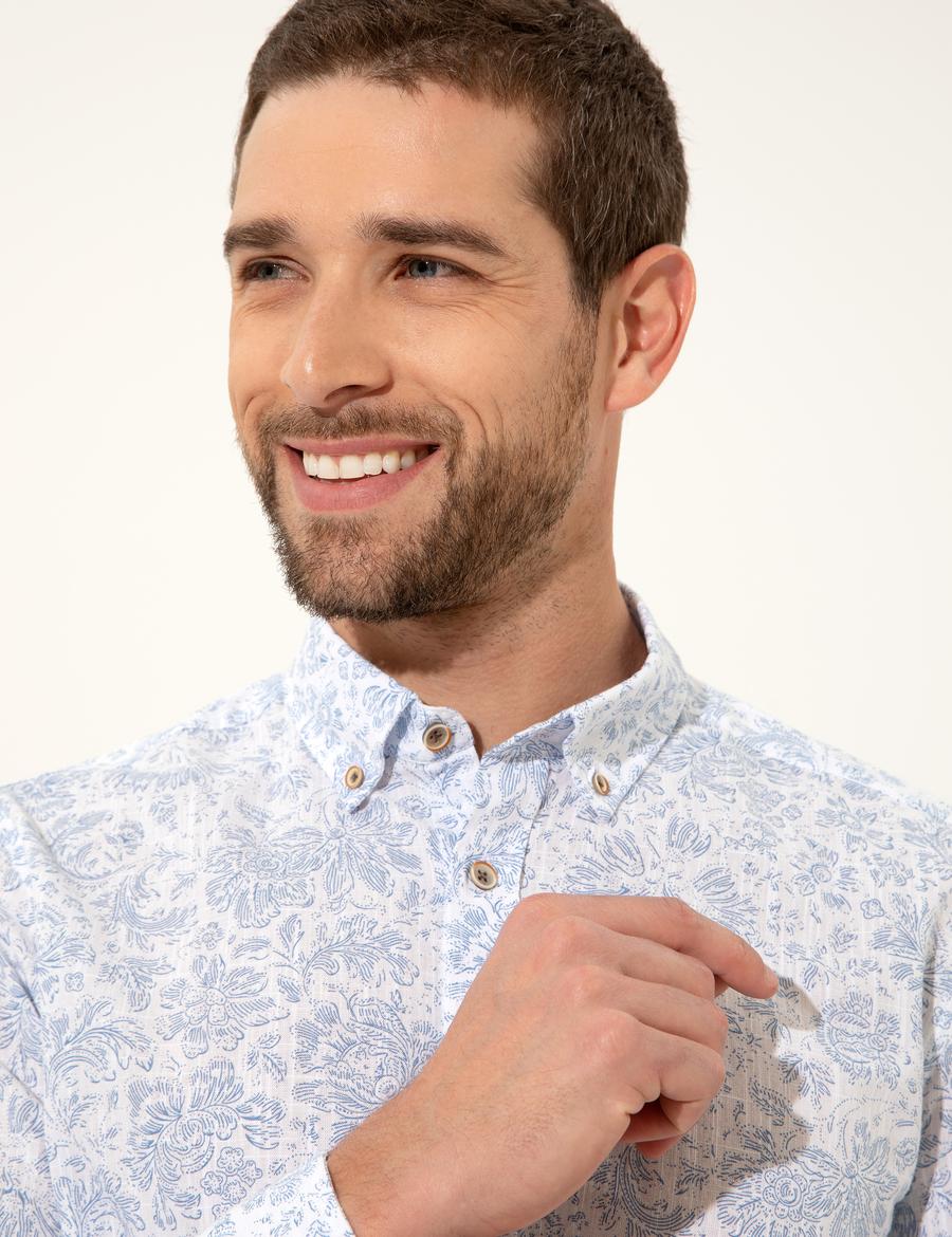 Mavi Slim Fit Uzun Kollu Gömlek