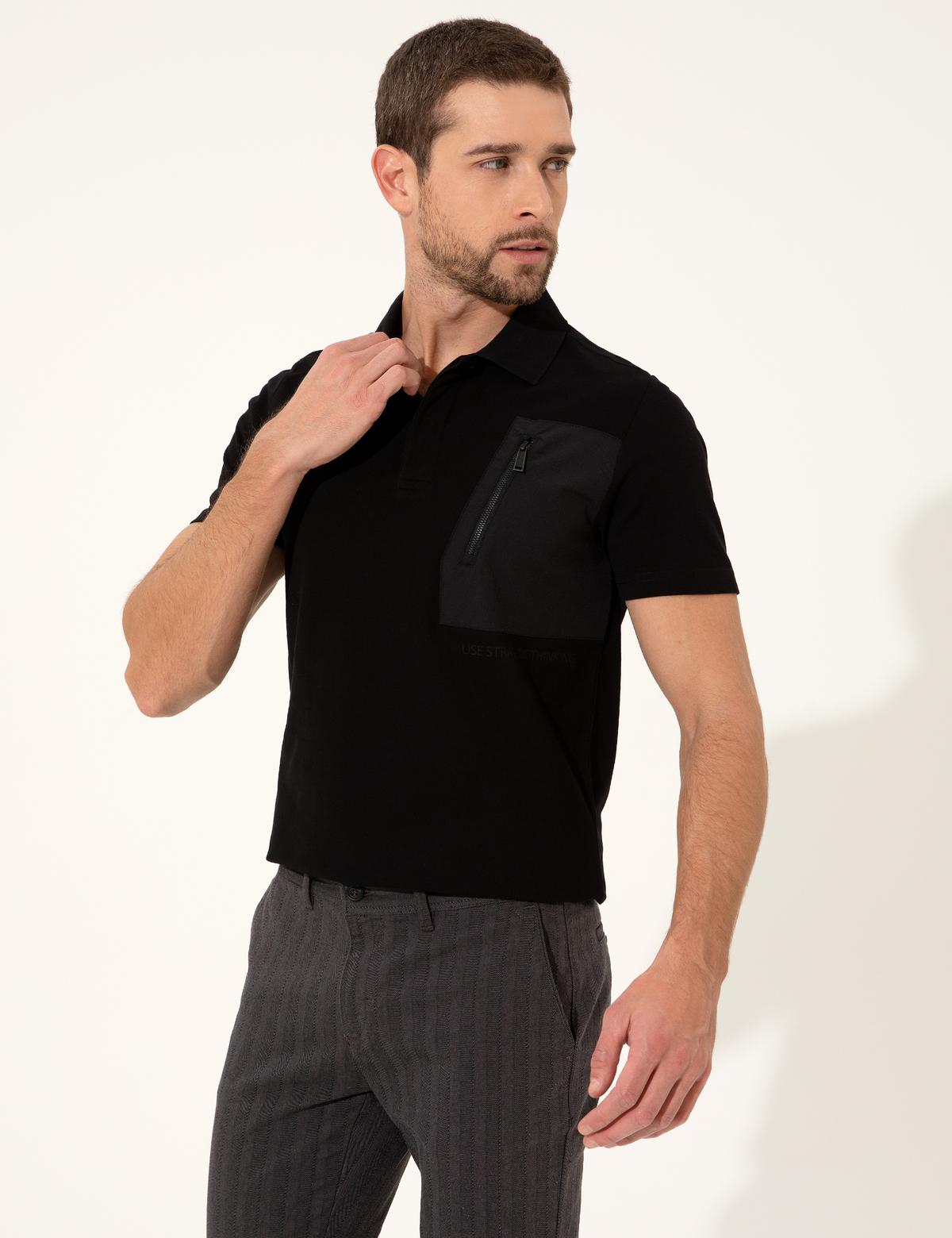 Siyah Slim Fit Tişört - 50249823013