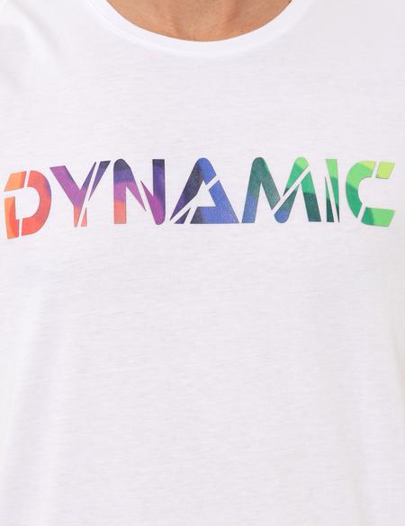 Beyaz Slim Fit Baskılı Bisiklet Yaka Tişört - 50249695008