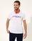 Beyaz Slim Fit Baskılı Bisiklet Yaka Tişört