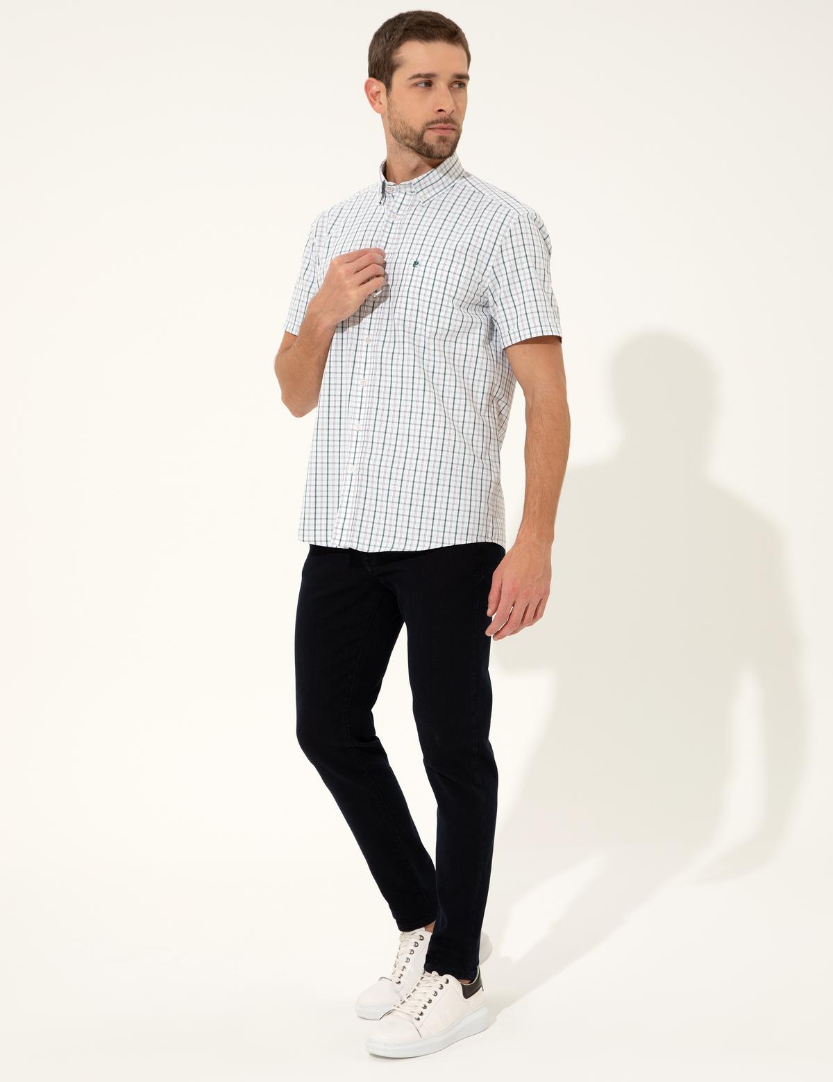 Yeşil Regular Fit Kısakol Gömlek - 50249744014