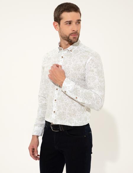 Haki Slim Fit Uzun Kollu Gömlek - 50249759014