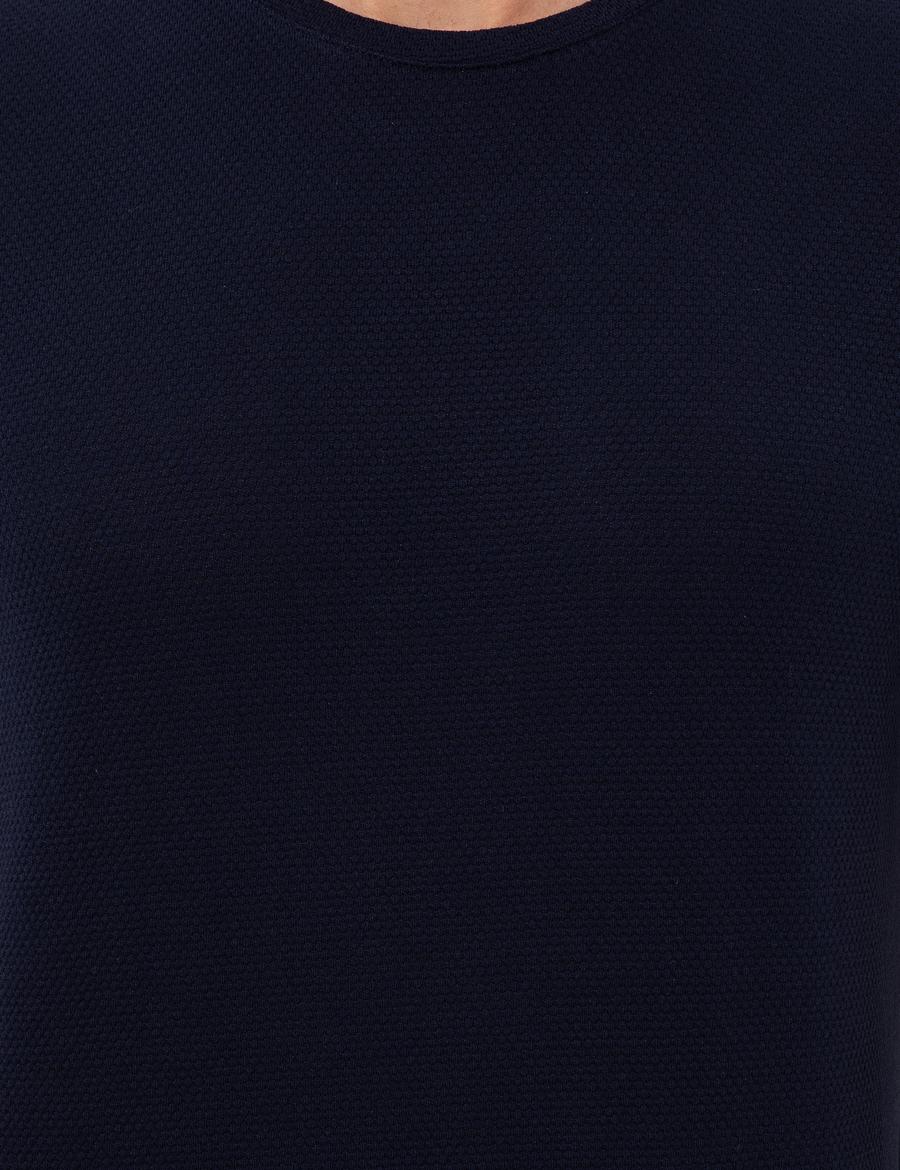 Lacivert Slim Fit Bisiklet Yaka Tişört