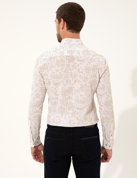 Açık Kahverengi Slim Fit Uzun Kollu Gömlek - 50249759009