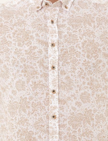 Açık Kahverengi Slim Fit Uzun Kollu Gömlek - 50249759009