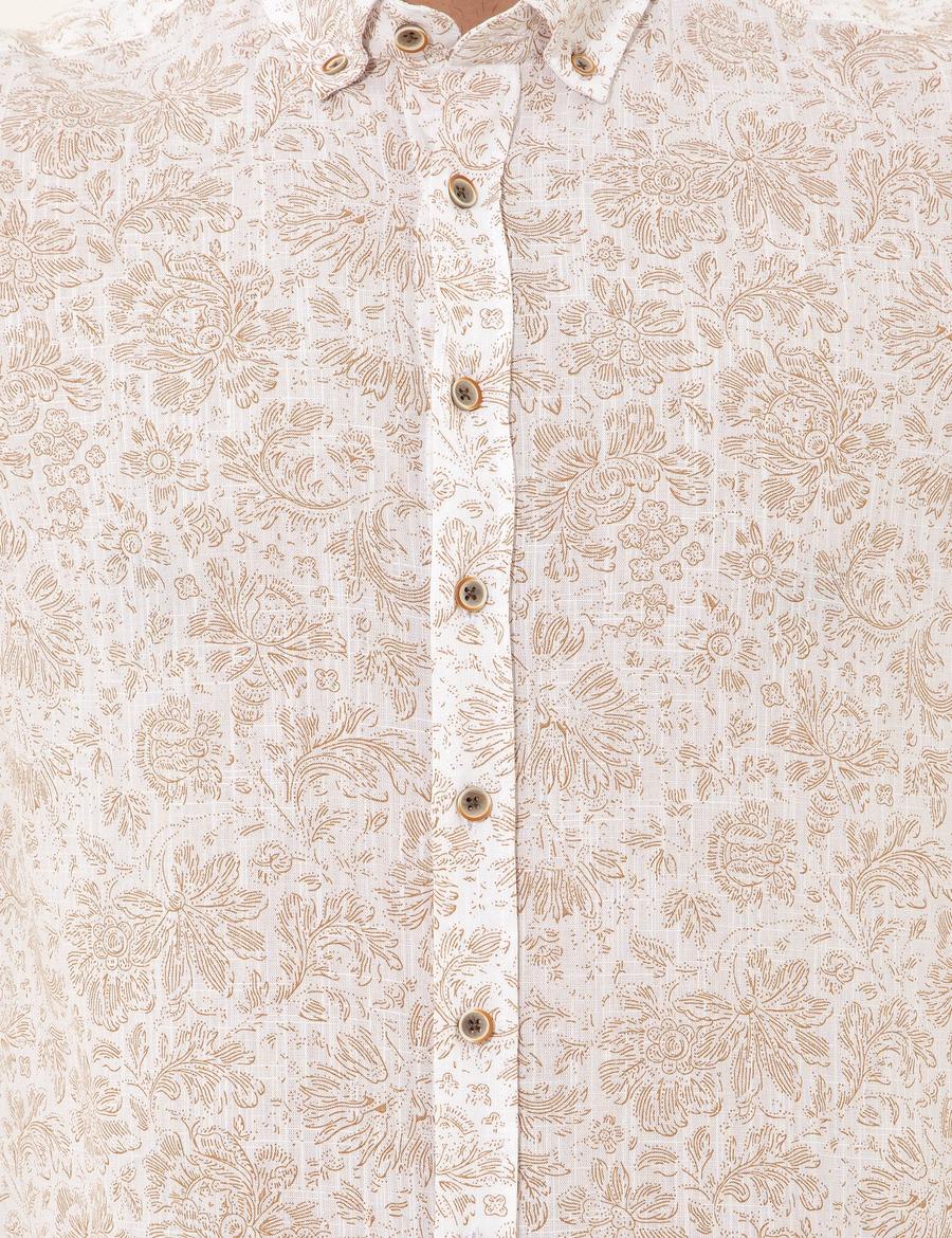 Açık Kahverengi Slim Fit Uzun Kollu Gömlek