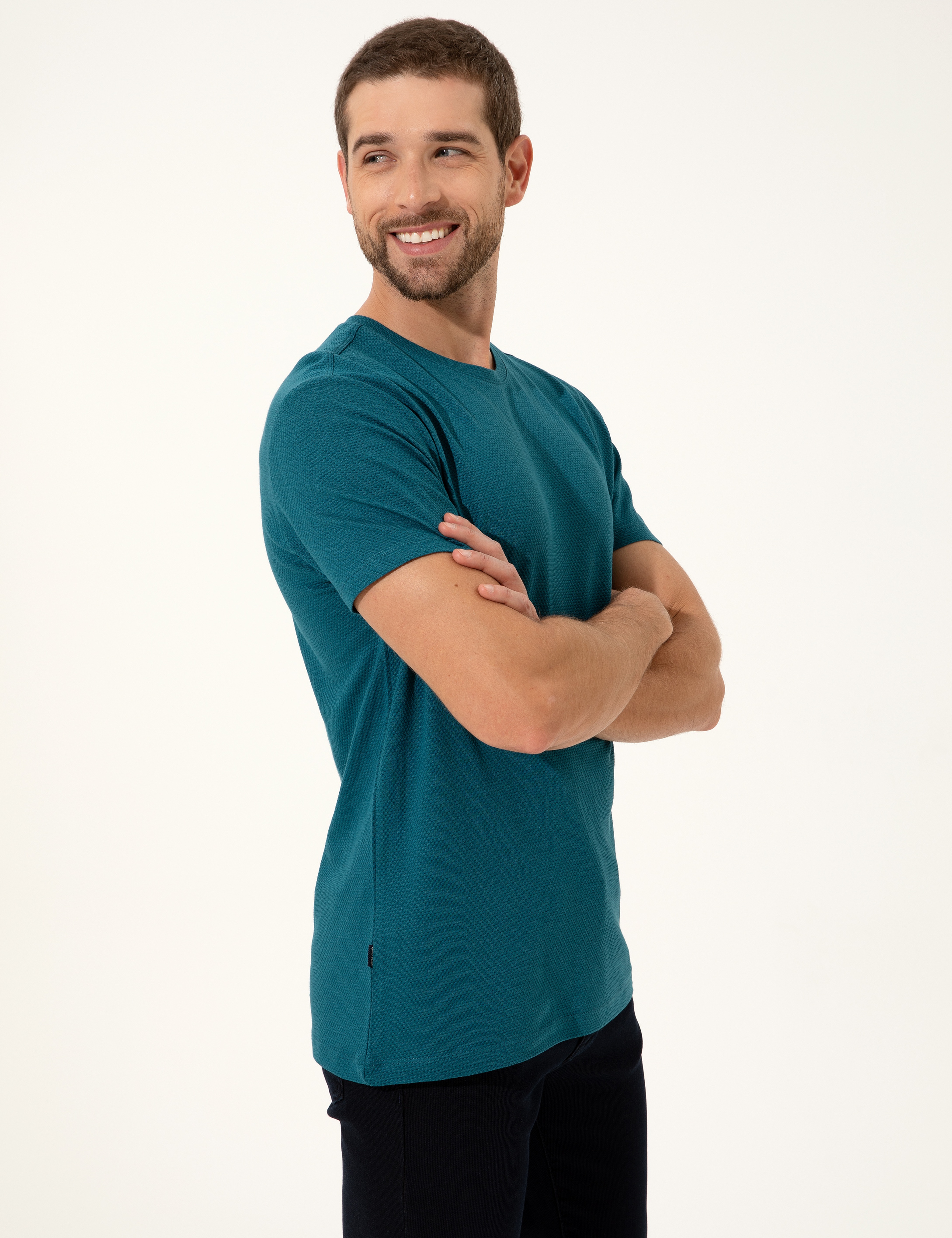 Zümrüt Slim Fit Bisiklet Yaka Tişört - Image 3