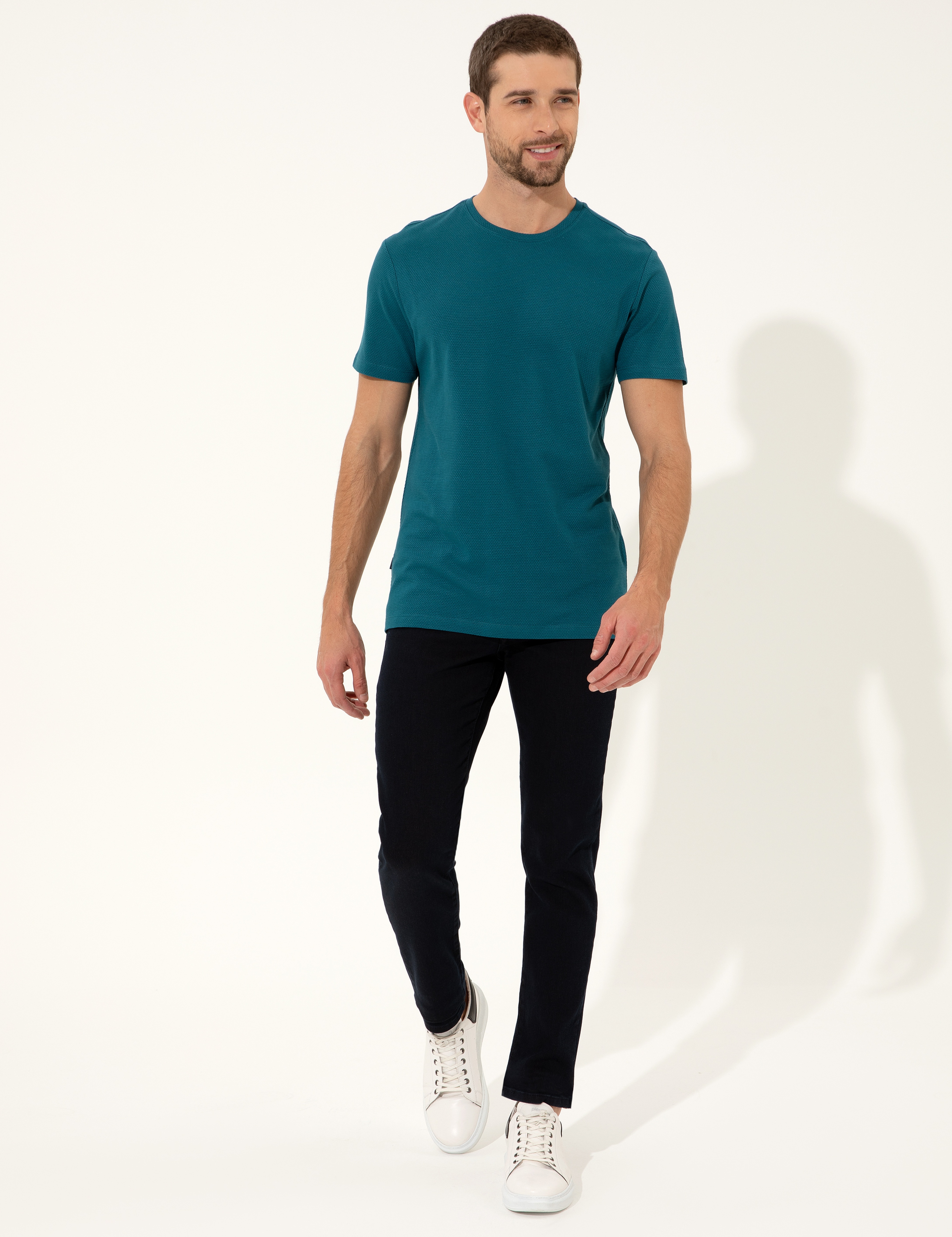 Zümrüt Slim Fit Bisiklet Yaka Tişört - Image 4
