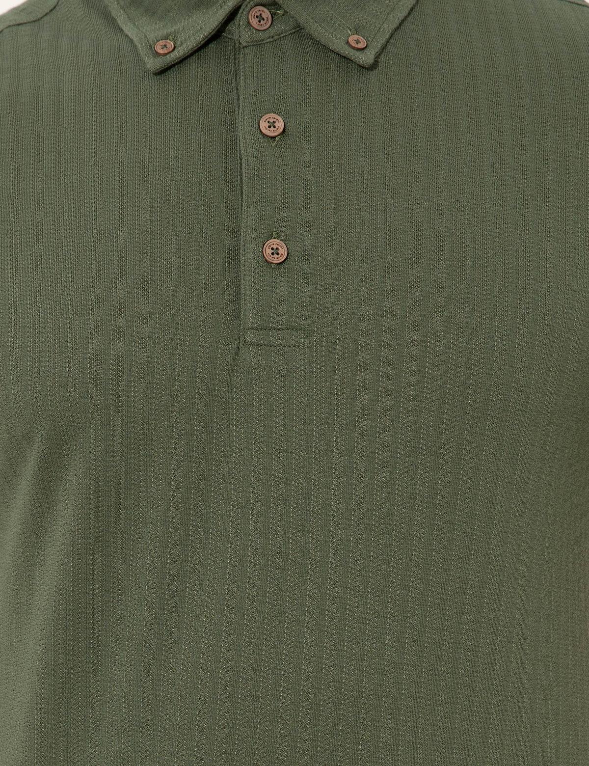 Haki Slim Fit Polo Yaka Tişört - 50249870054