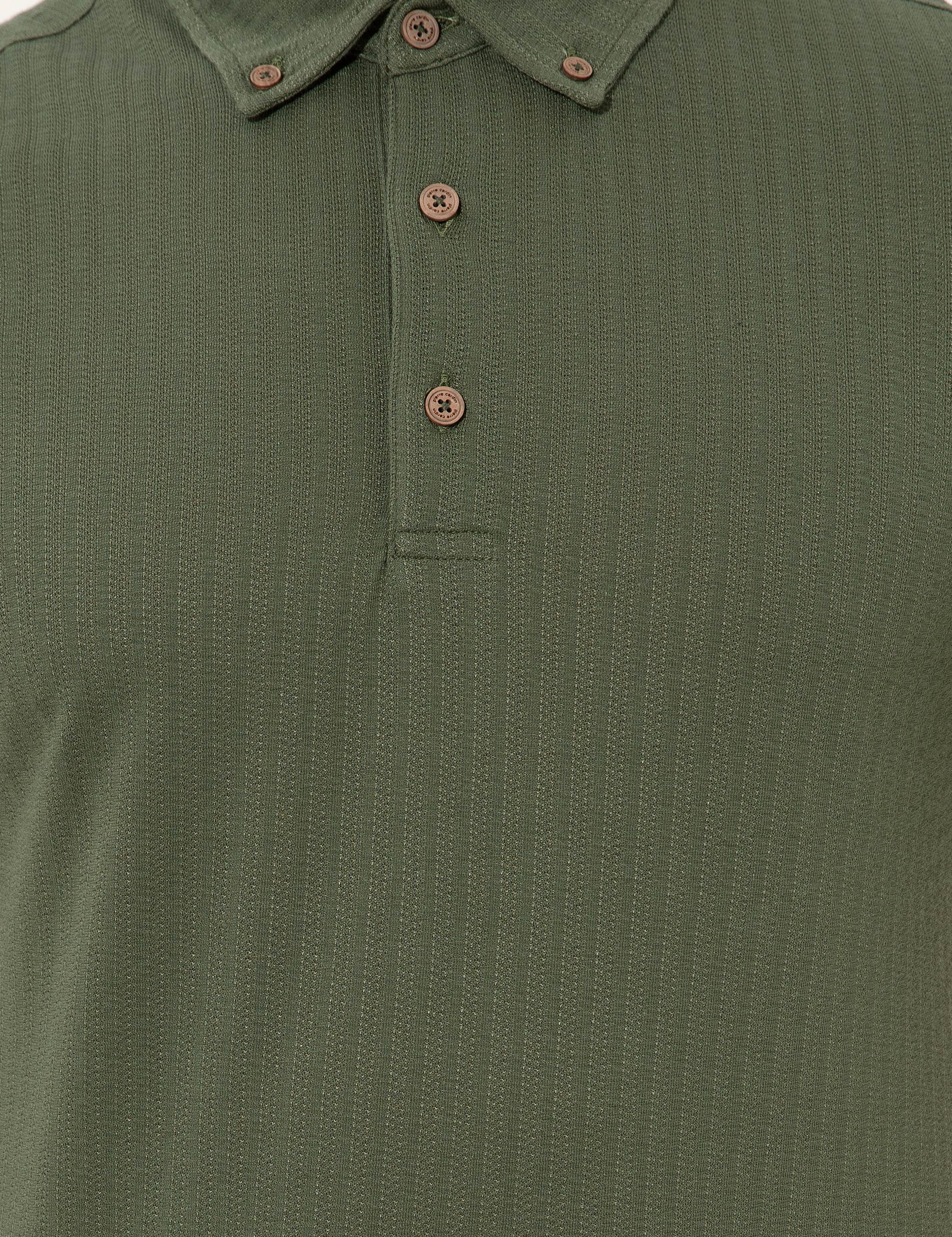 Haki Slim Fit Polo Yaka Tişört - Image 6