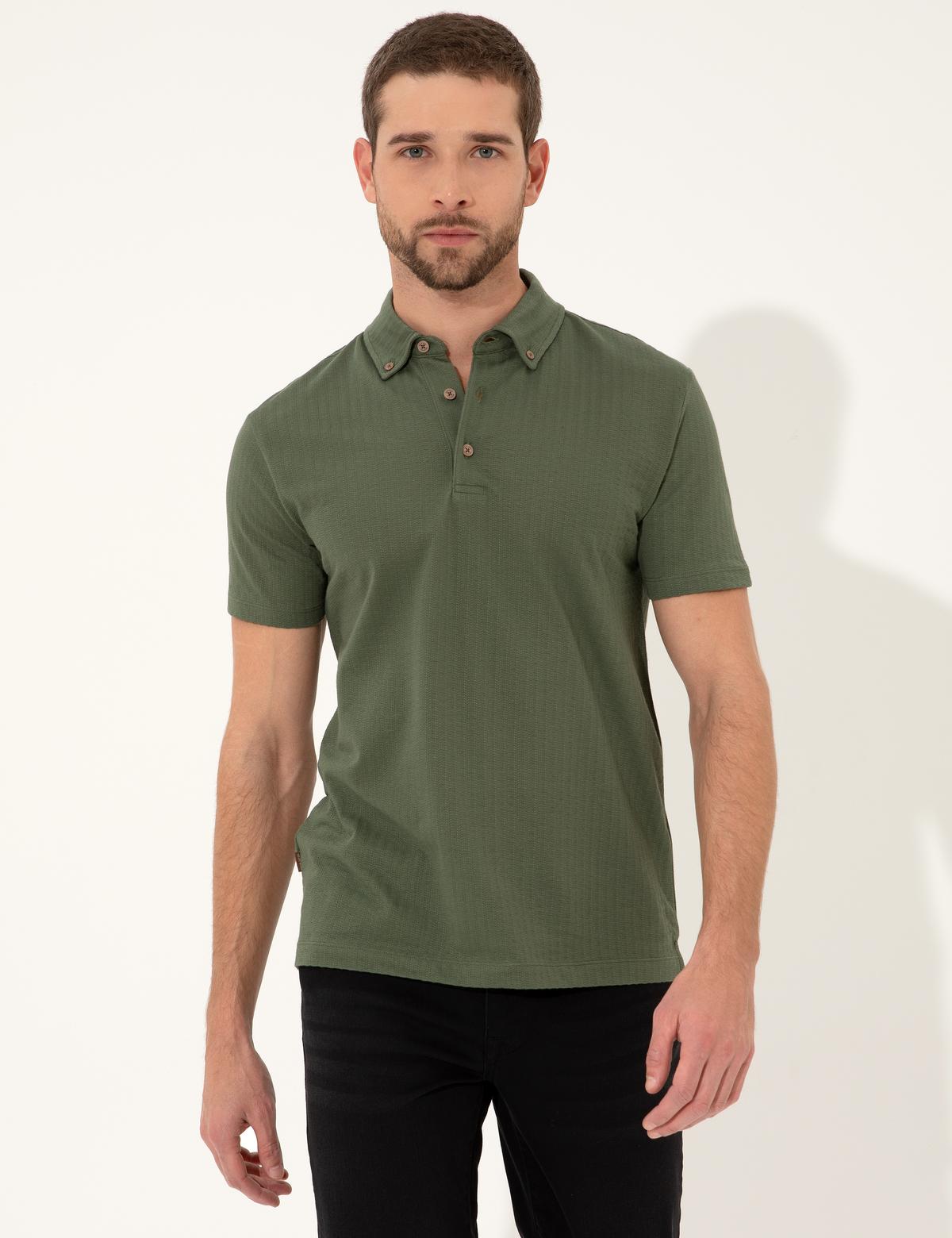 Haki Slim Fit Polo Yaka Tişört