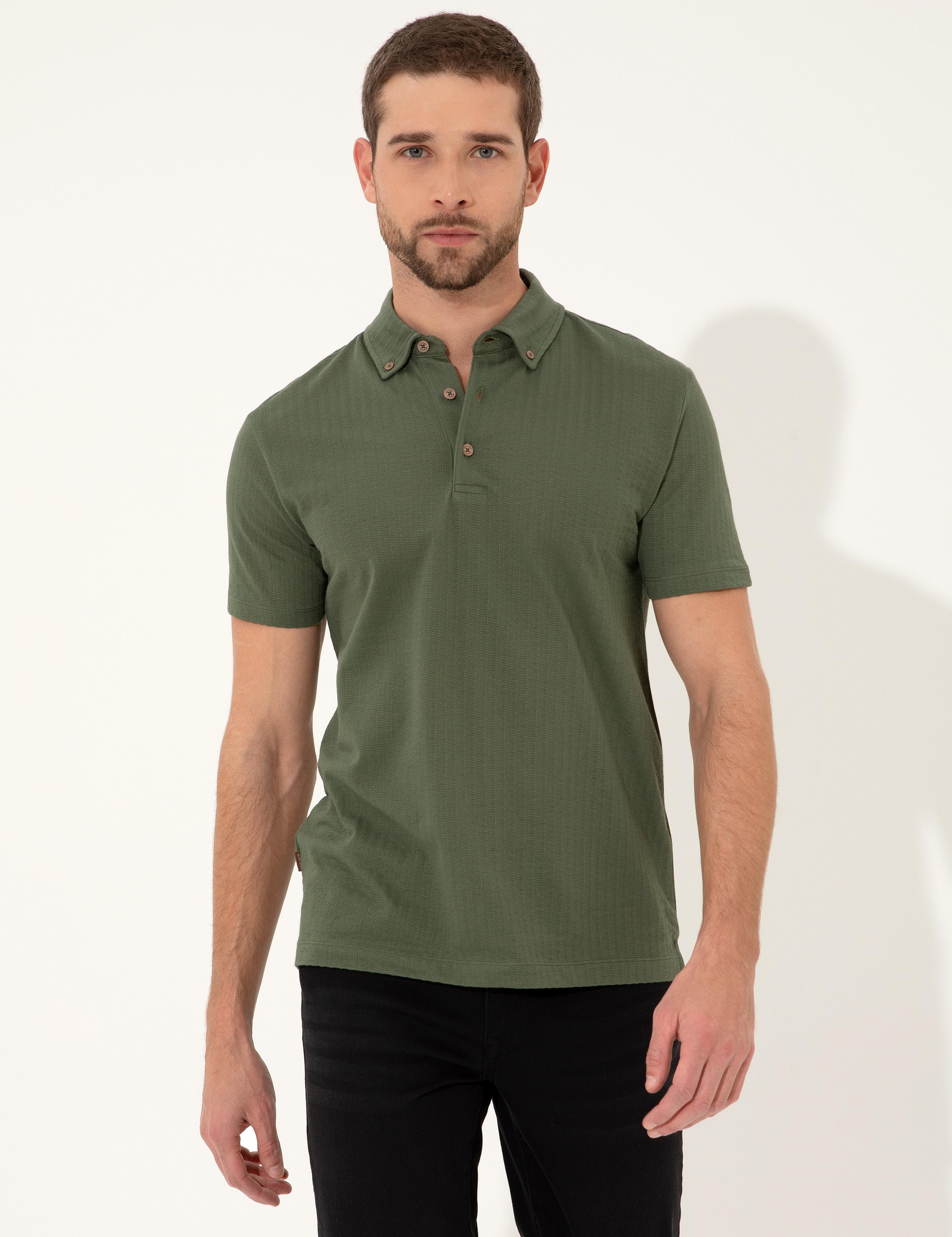 Haki Slim Fit Polo Yaka Tişört