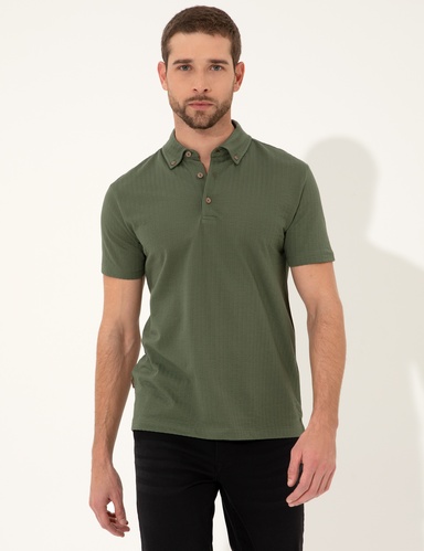 Haki Slim Fit Polo Yaka Tişört