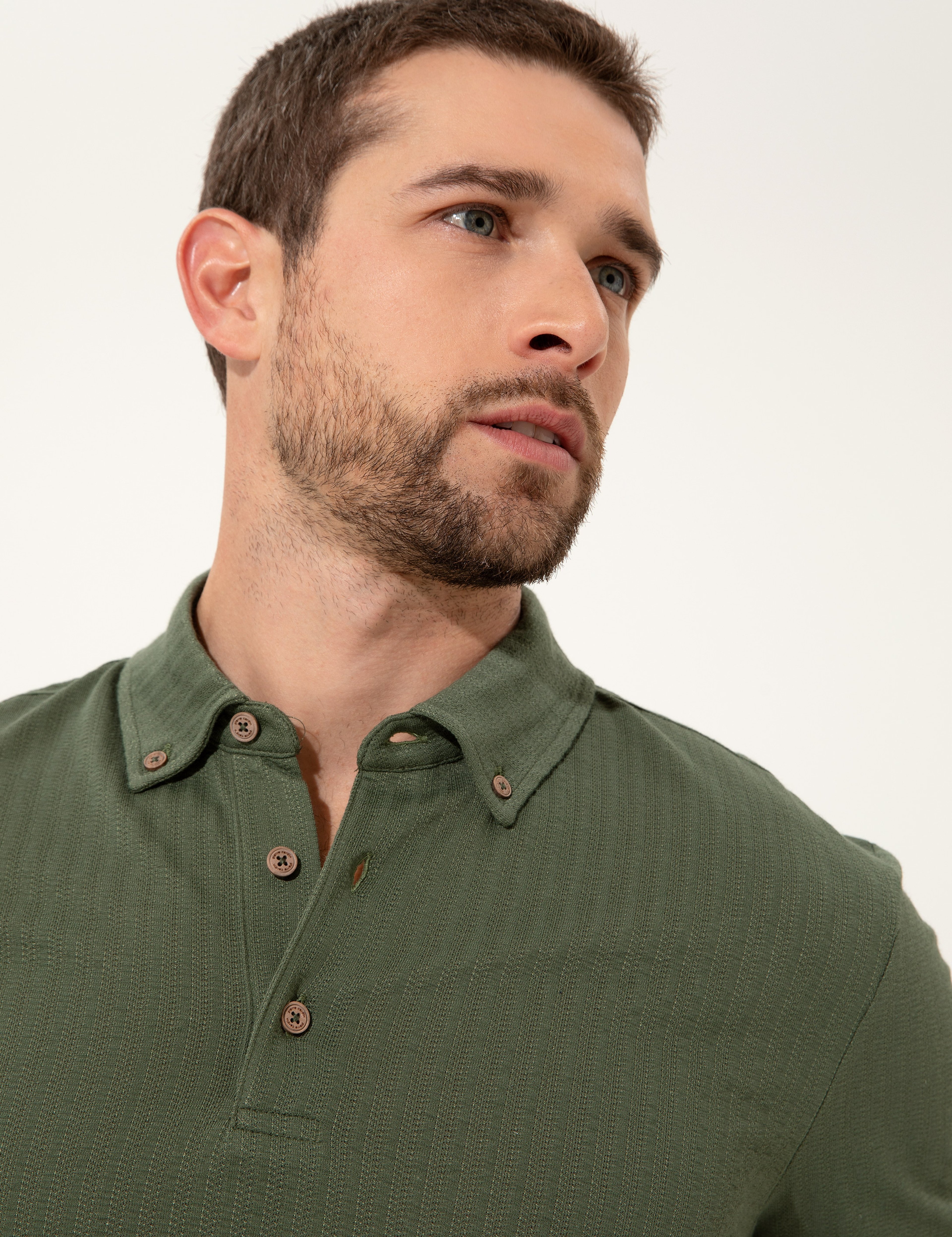 Haki Slim Fit Polo Yaka Tişört - Image 2