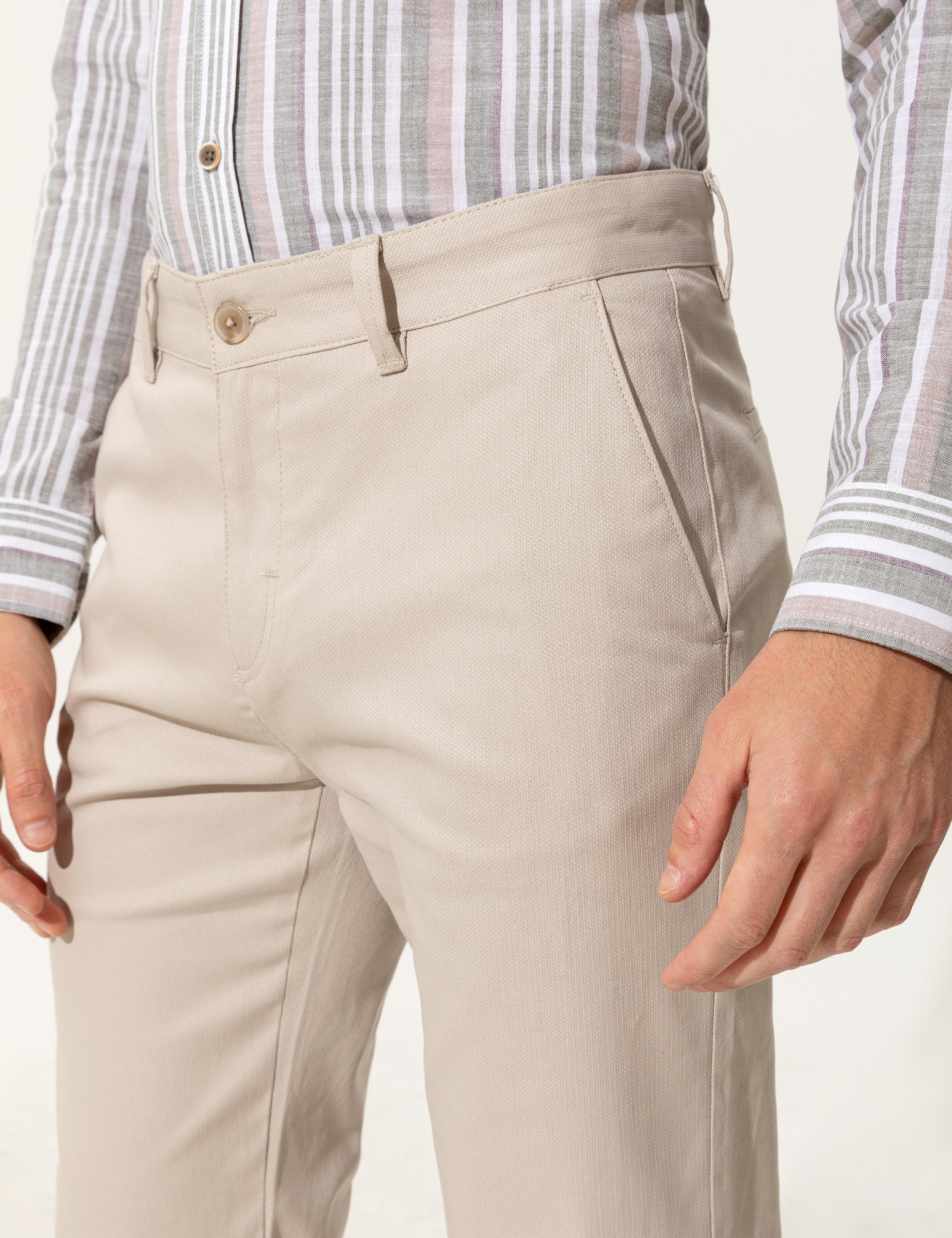 Bej Regular Fit Kanvas Pantolon