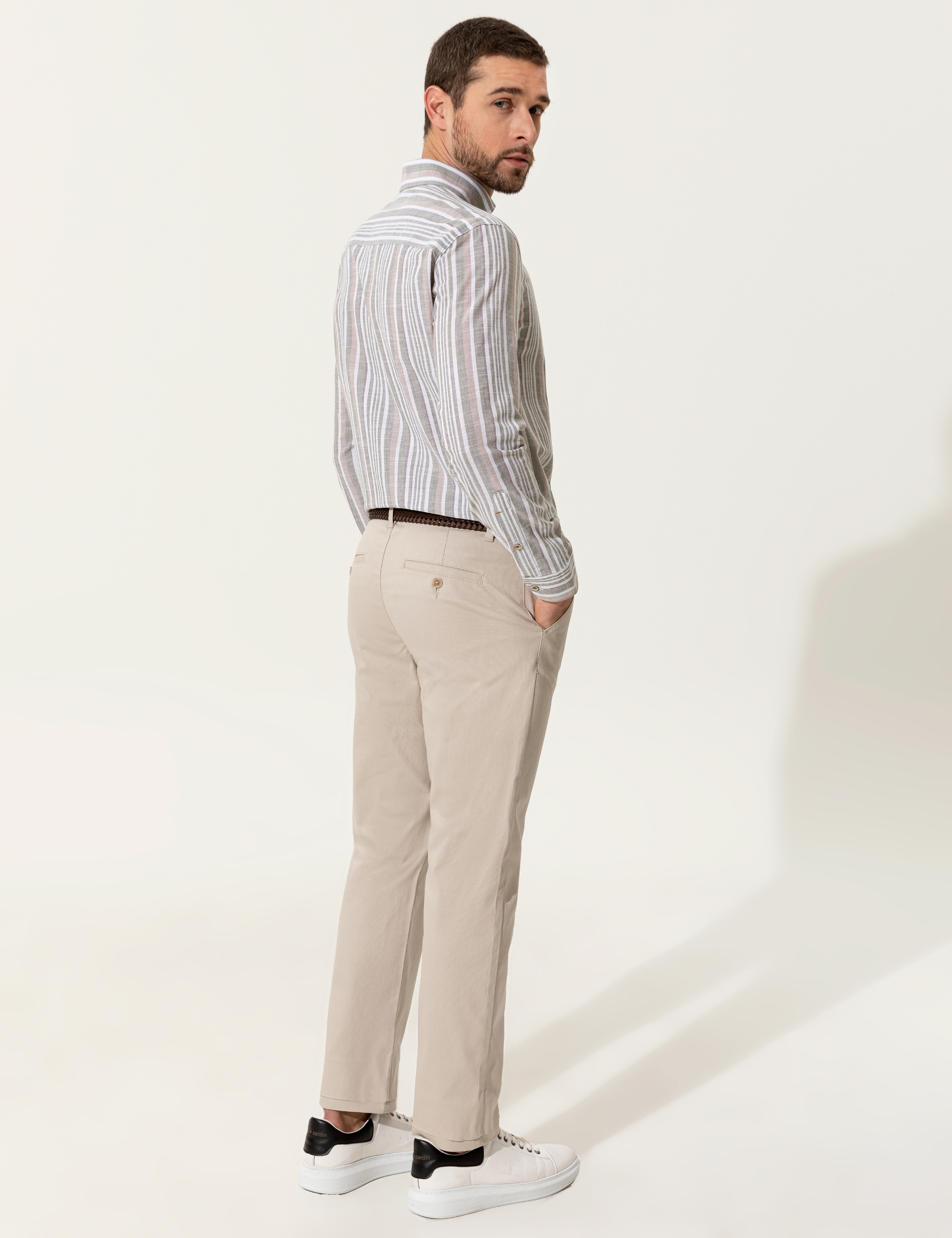 Bej Regular Fit Kanvas Pantolon - Image 3