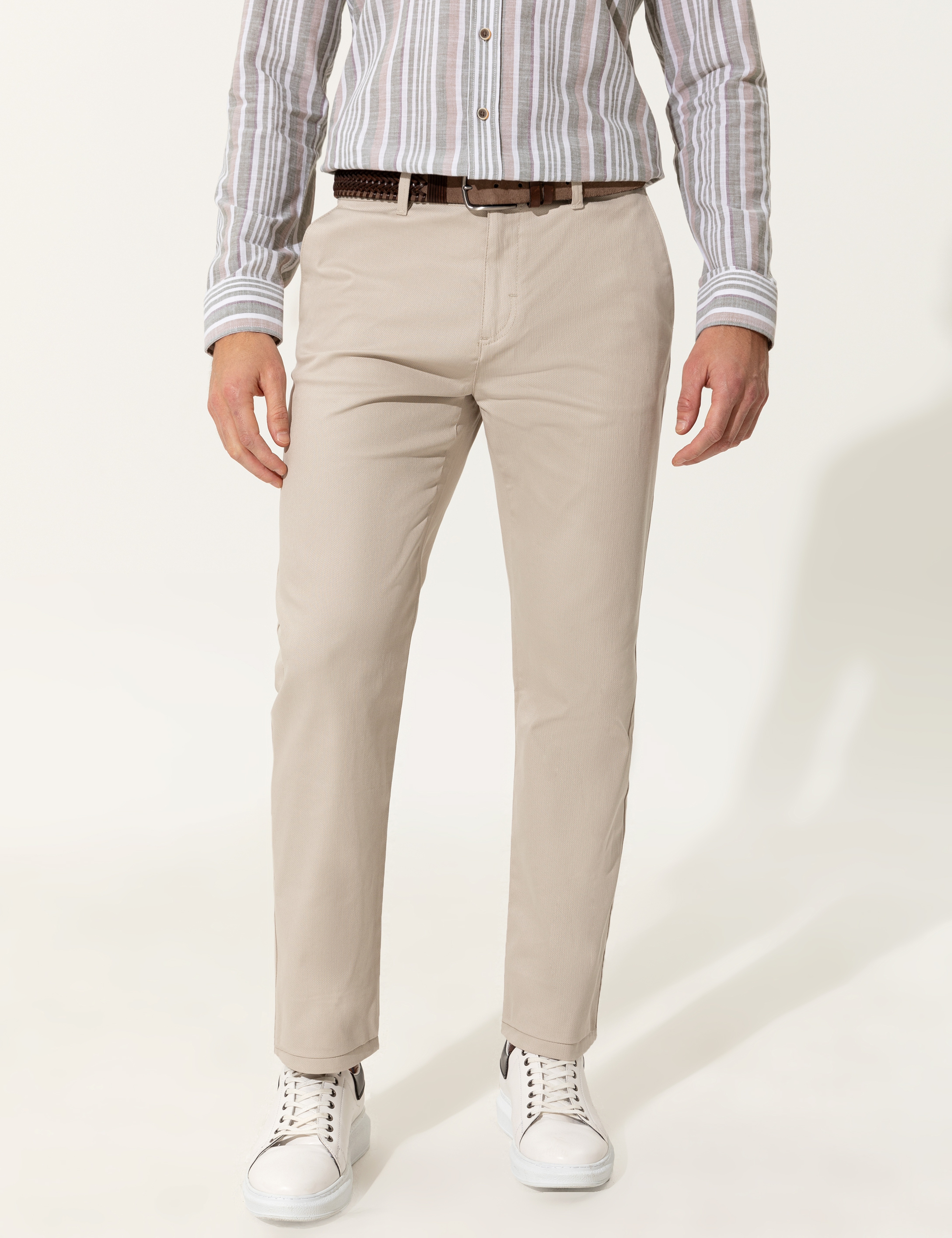 Bej Regular Fit Kanvas Pantolon
