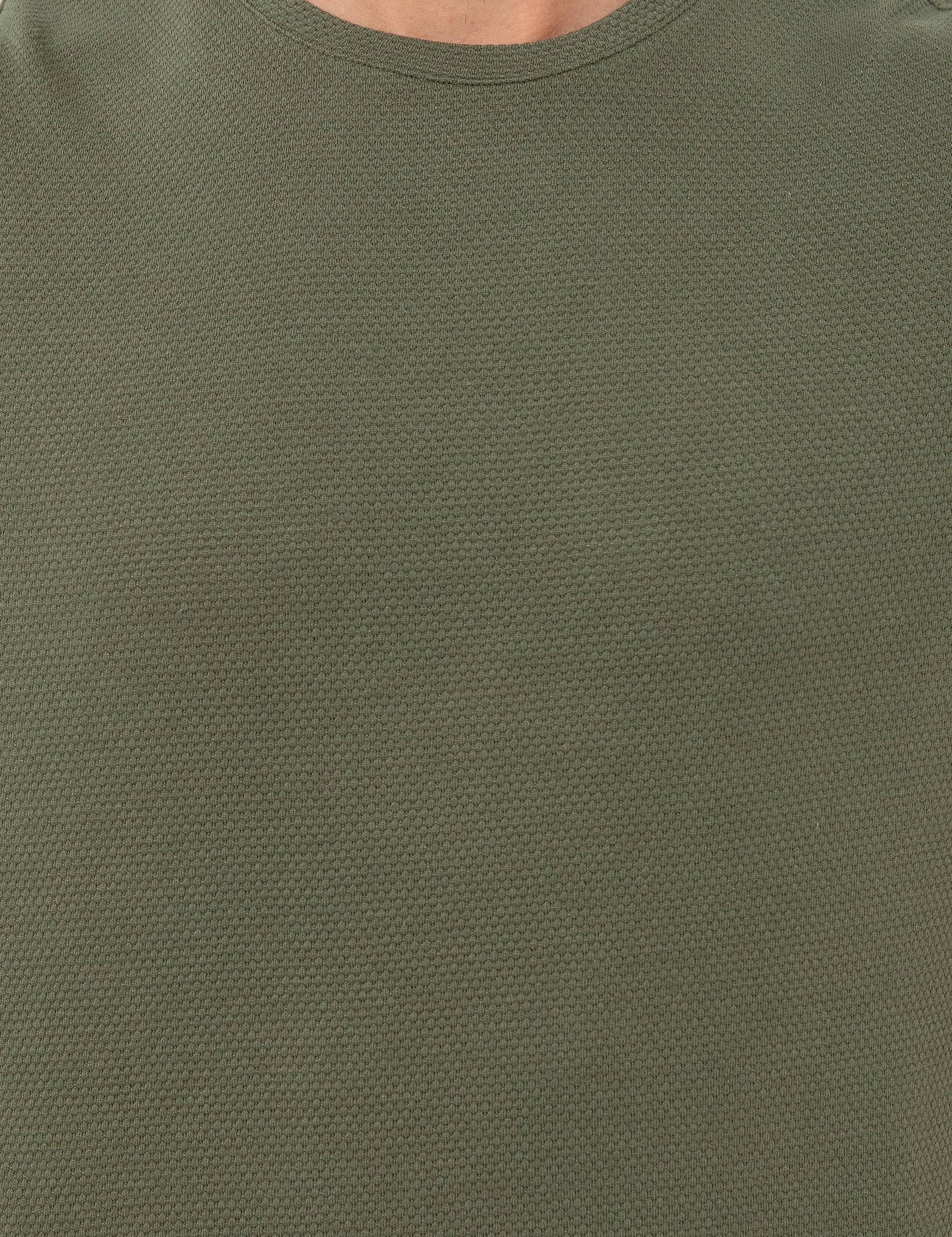 Haki Slim Fit Bisiklet Yaka Tişört