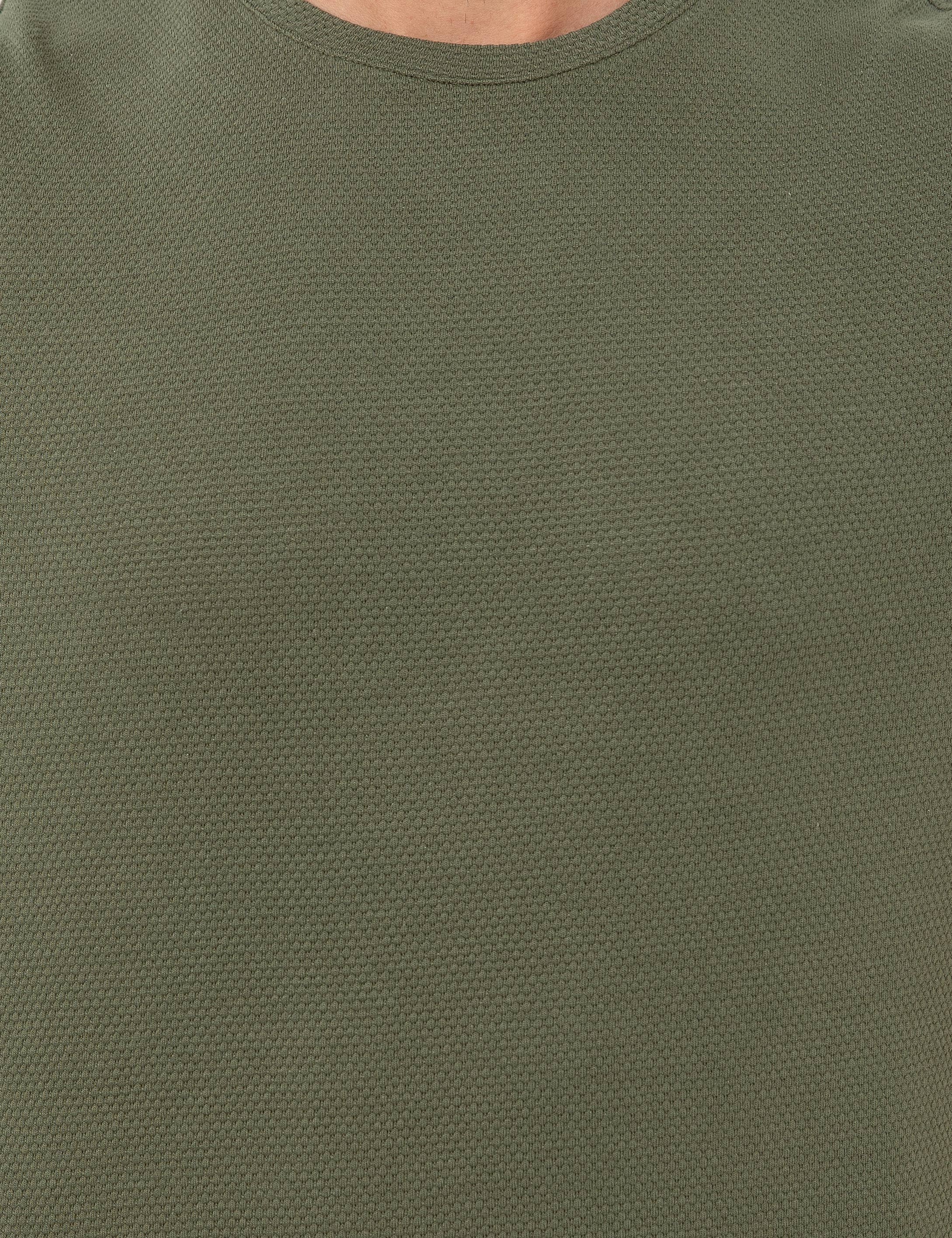 Haki Slim Fit Bisiklet Yaka Tişört - Image 6