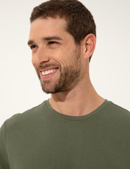 Haki Slim Fit Bisiklet Yaka Tişört - 50249809080