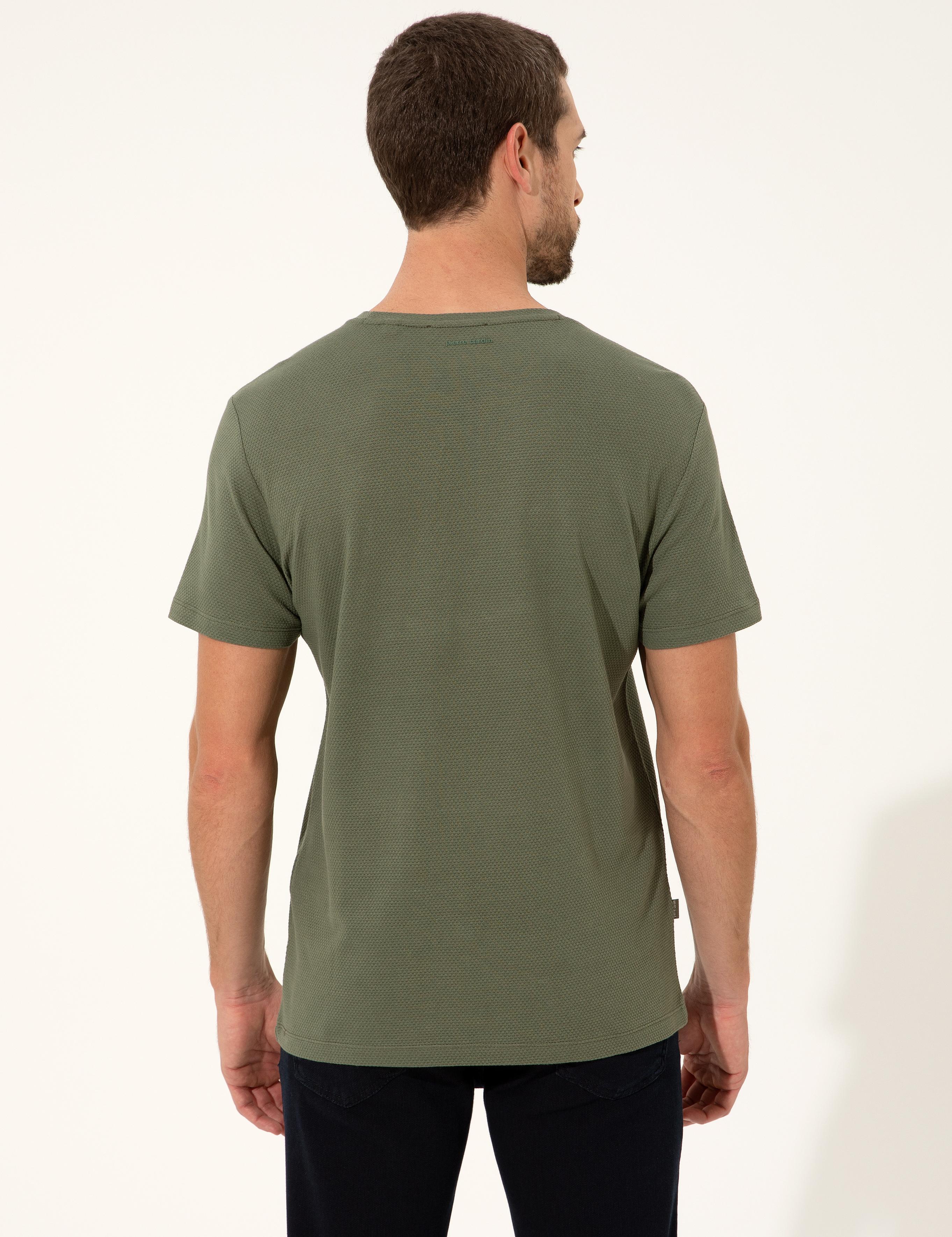 Haki Slim Fit Bisiklet Yaka Tişört