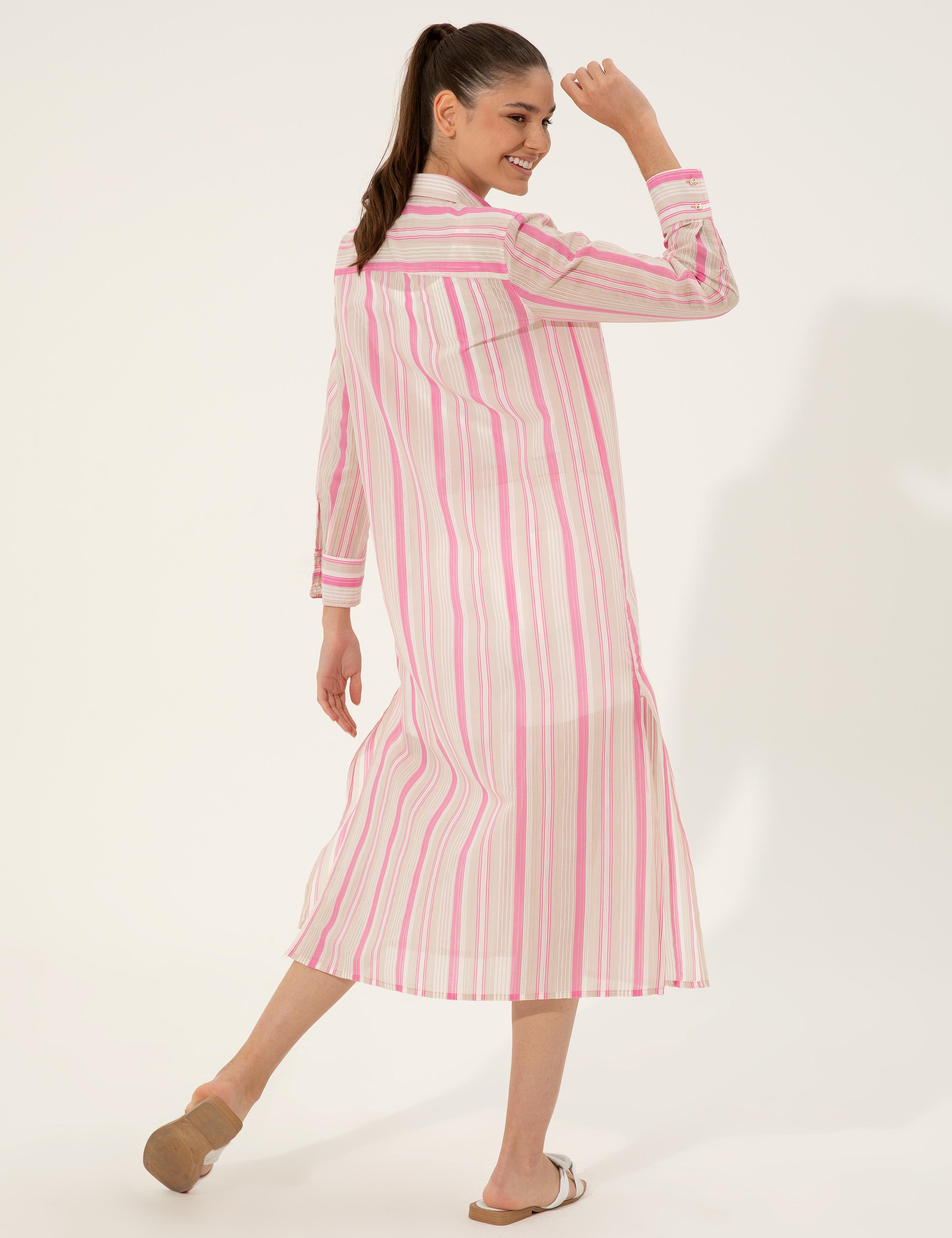 Fuşya Comfort Fit Gömlek Elbise