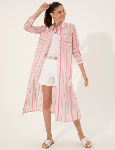 Fuşya Comfort Fit Gömlek Elbise - 50246307012