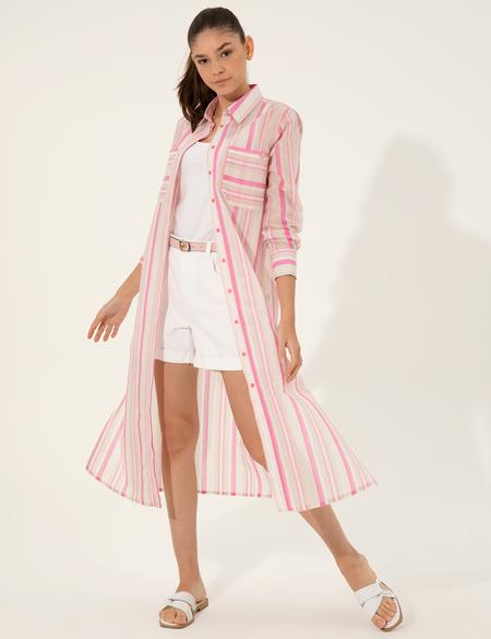 Fuşya Comfort Fit Gömlek Elbise - 50246307012