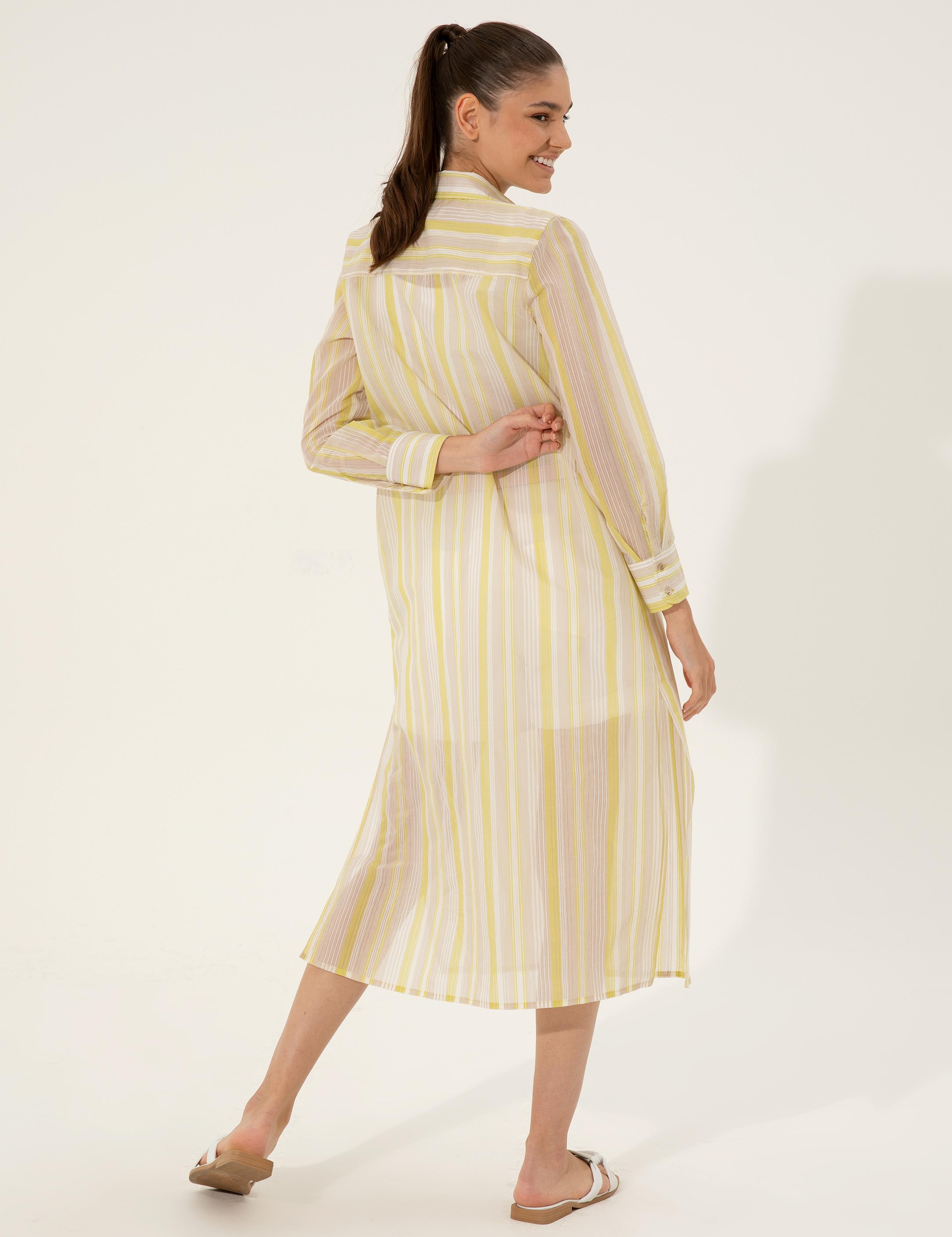 Fıstık Yeşili Comfort Fit Gömlek Elbise