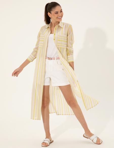 Fıstık Yeşili Comfort Fit Gömlek Elbise - 50246307015